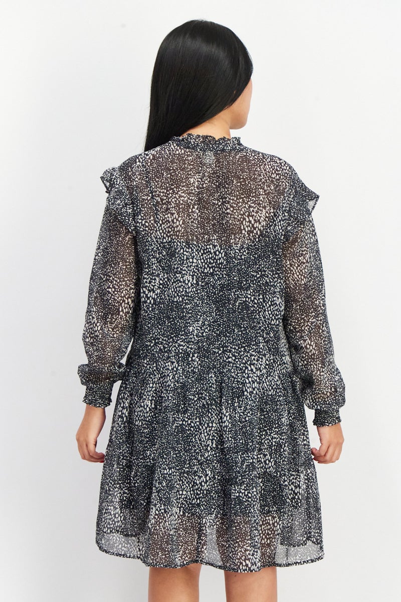 ESPRIT Women 2 Pcs Allover Print Mini Dress With Inner Garment Set, Multicolor - Image 3