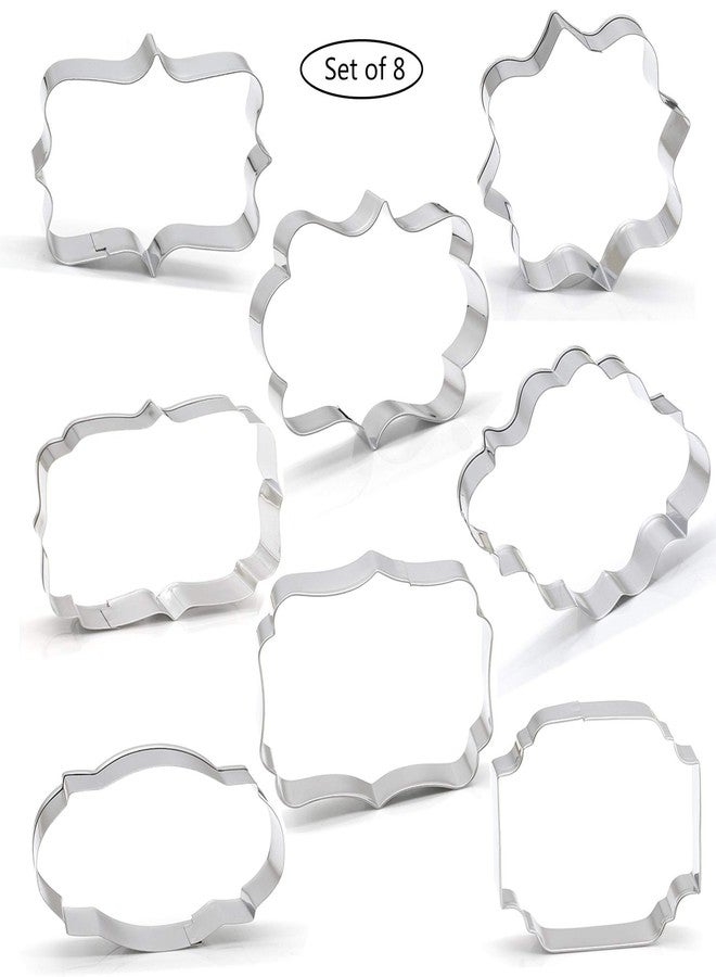 Comais Fancy Plaque Cookie Cutters Set of 8 pcs, Stainless Steel Wedding Frames Shaped Fondant Cutter Molds Baking DIY - Image 3