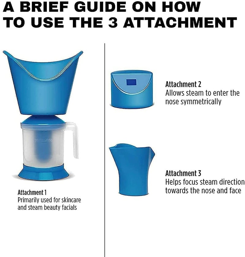 Madison MADISON All In One Steam Vaporizer Machine For Cold And Cough With Nozzle Inhaler Facial Sauna And Facial Steamer Machine For Adults And Kids Steam Vaporizer Vaporizer Steam Inhaler Blue  - Image 2