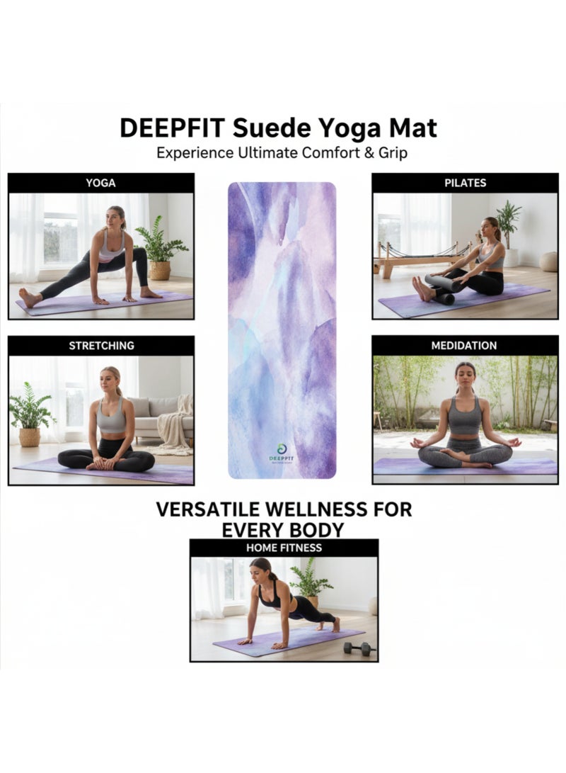 DEEPFIT Suede Yoga Mat, Exercise Mat for Yoga, Pilates, Stretching & Home Workout, Non Slip Exercise Fitness Mat with Soft Suede Surface for Men & Women, Eco-Friendly Fitness & Exercise Mat - Image 2