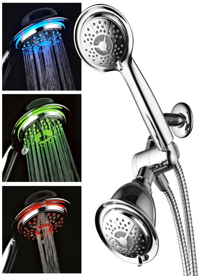 Dream Spa All Chrome 3-way LED Shower Head Combo with Air Jet LED Turbo Pressure-Boost Nozzle Technology. Color of LED lights changes automatically according to water temperature - Image 2