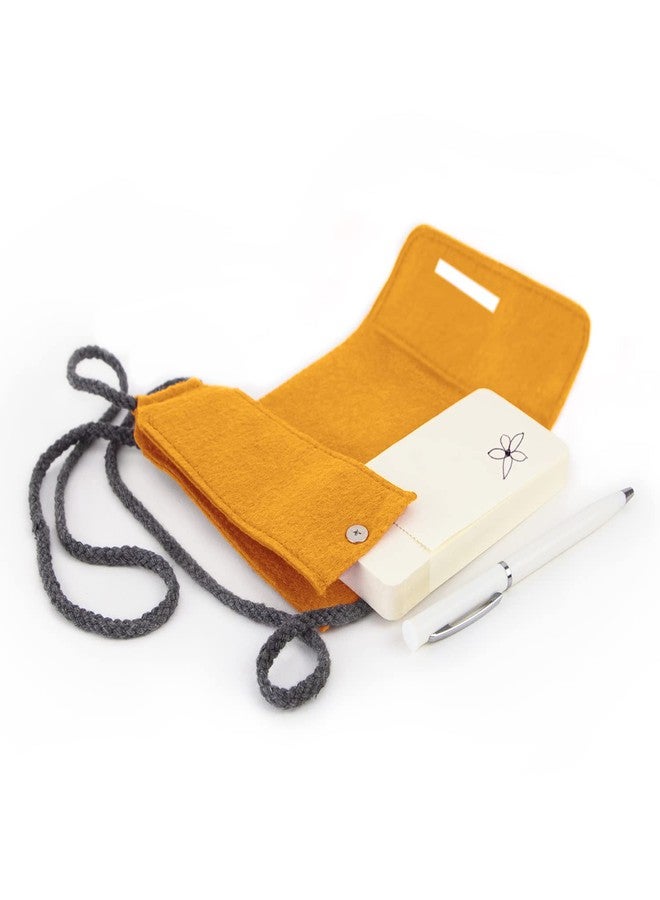 Three by Three Seattle Mini Portable TOTE.PAD 5.5 x 2.5 Inch with Felt Case and Pen for Memos, Notes, Sketches, School, and Travel (Marigold) - Image 1