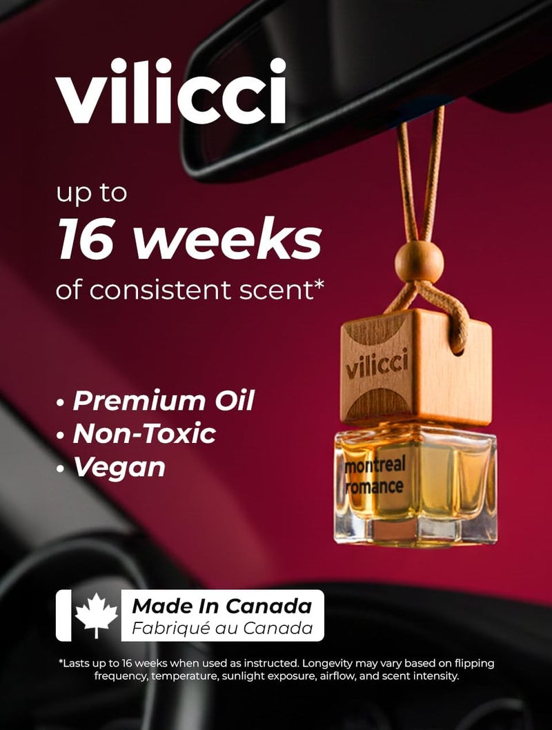 معطر هواء السيارة فيليتشي | عطر سيارة فاخر | معطر هواء معلق فاخر | رائحة طويلة الأمد للسيارة والمنزل | زجاجة واحدة من عطر السيارة (1 عبوة (عبوة من 1)، مونتريال رومانس) - Image 3