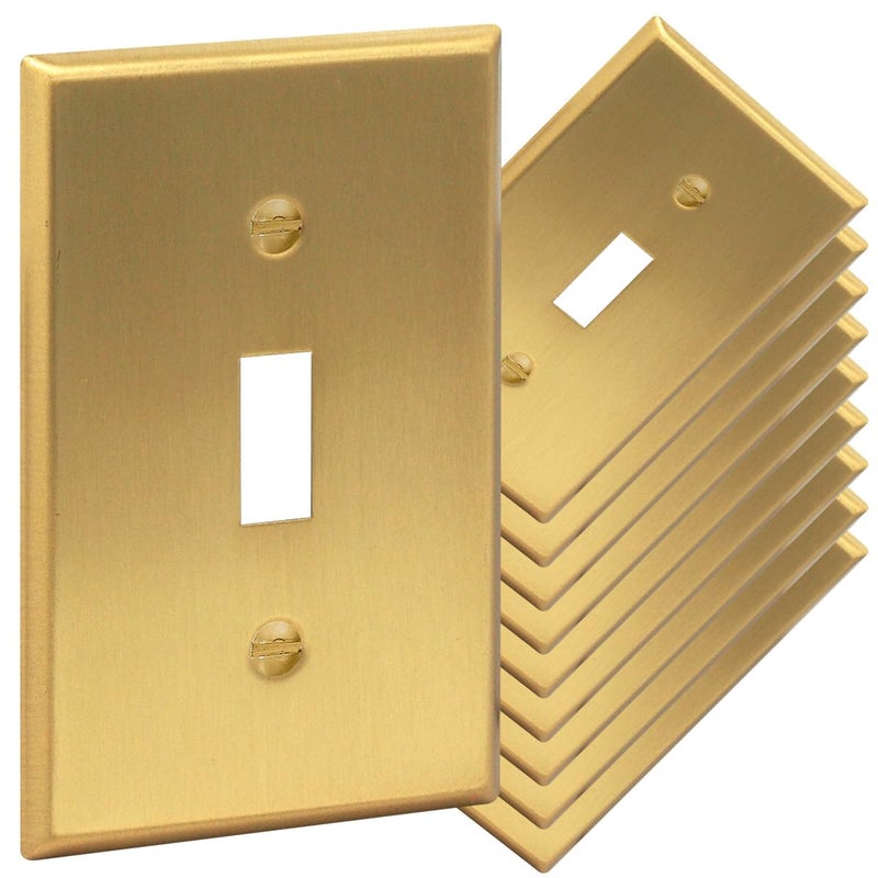 Rio Salto BRASS Metal Toggle Gold Outlet Cover or Light Switch Cover Wall Plate 10Pack STANDARD SIZE Single Togle Wallplate Covers 1Gang Brushed Brass Toggle Switch - Image 2