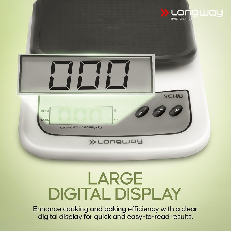 LONGWAY ميزان مطبخ رقمي محمول متعدد الاستخدامات LWKWS01 | آلة وزن مع شاشة LCD مضاءة من الخلف | ضمان لمدة 2 سنة (10 كجم، رمادي) - Image 4