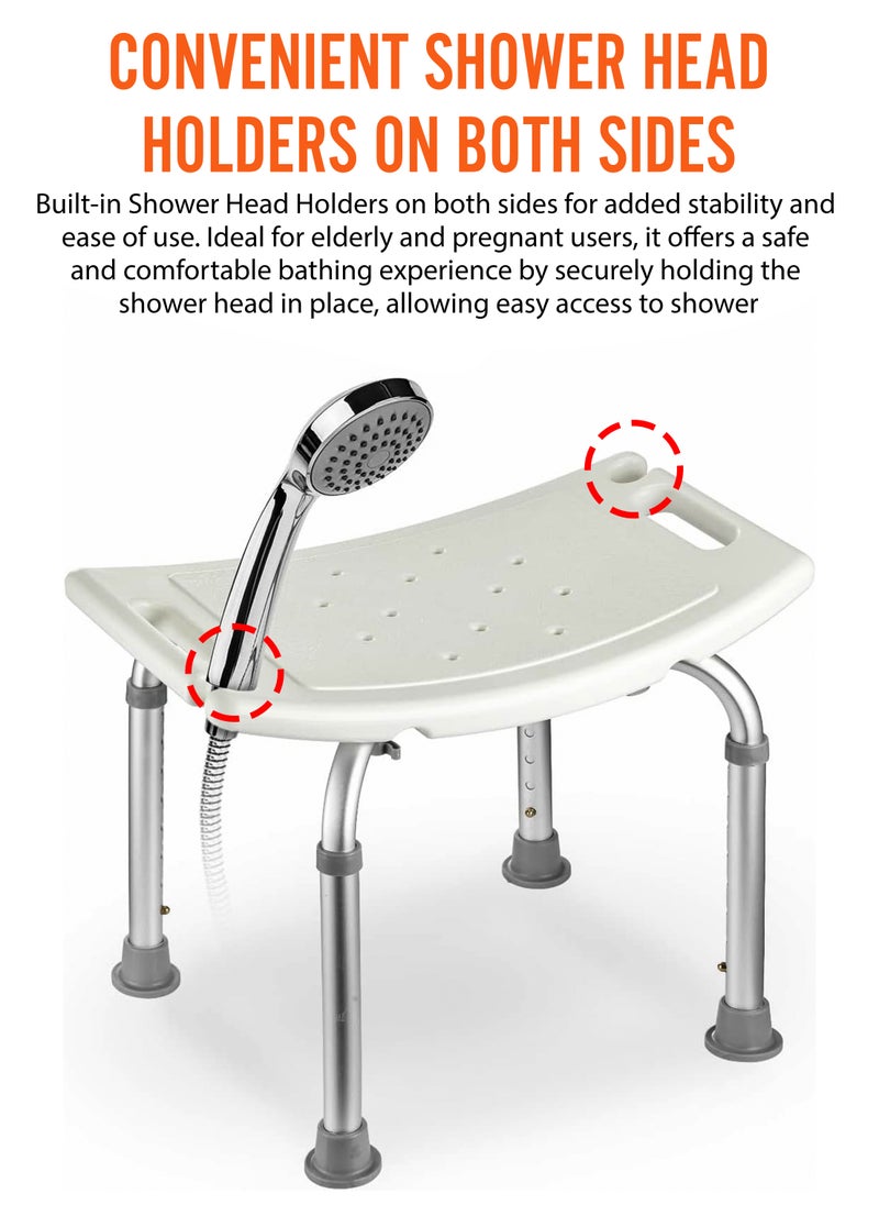 DBLEW Adjustable Height Shower Stool Bathroom Bench Lightweight Bath Seat Anti Slip Tub Safety Chair for Disabled Elderly Pregnant Women And Post Surgery Patients With Handles Build in Shower Head Holders  - Image 3