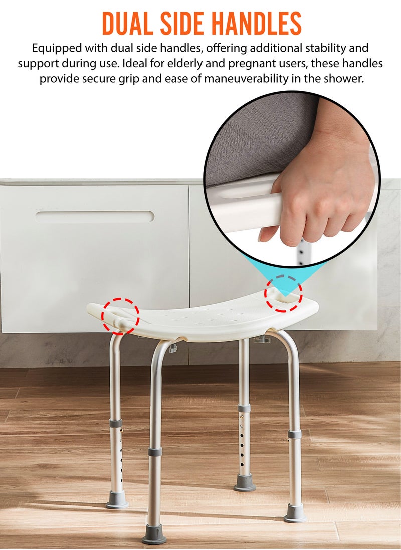 DBLEW Adjustable Height Shower Stool Bathroom Bench Lightweight Bath Seat Anti Slip Tub Safety Chair for Disabled Elderly Pregnant Women And Post Surgery Patients With Handles Build in Shower Head Holders  - Image 4