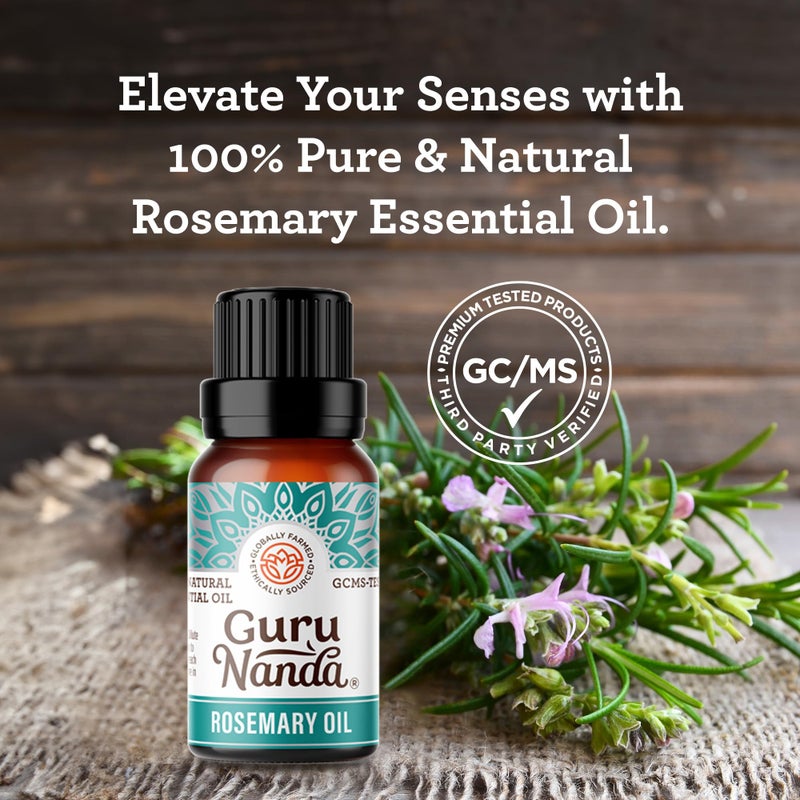 GuruNanda Rosemary Essential Oil, 100% Pure, Natural and Undiluted Diffuser Oil for Aromatherapy, Massages & DIY Recipies, Promotes Sense of Clarity & Supports Supple Hair (0.5 fl Oz) - Image 2