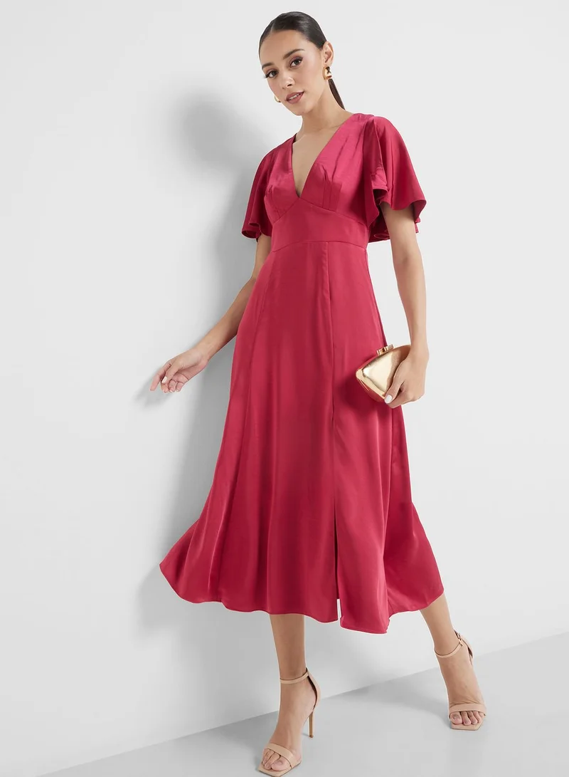 Ted Baker V-Neck Cape Sleeve Dress