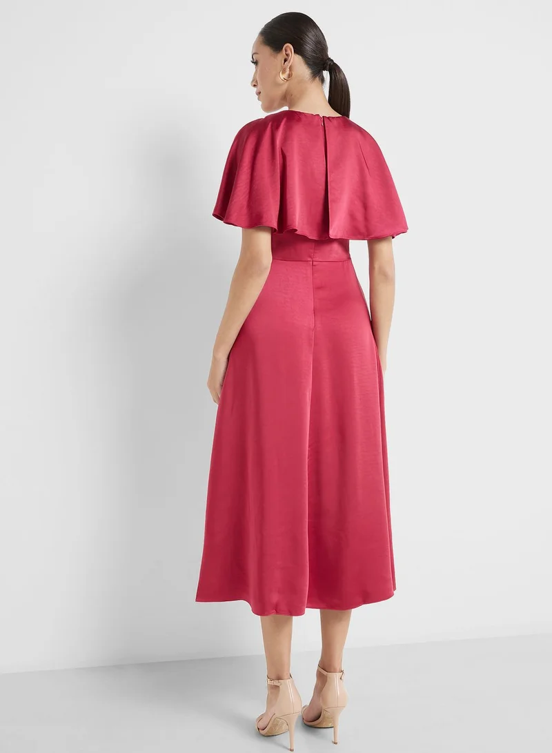 Ted Baker V-Neck Cape Sleeve Dress