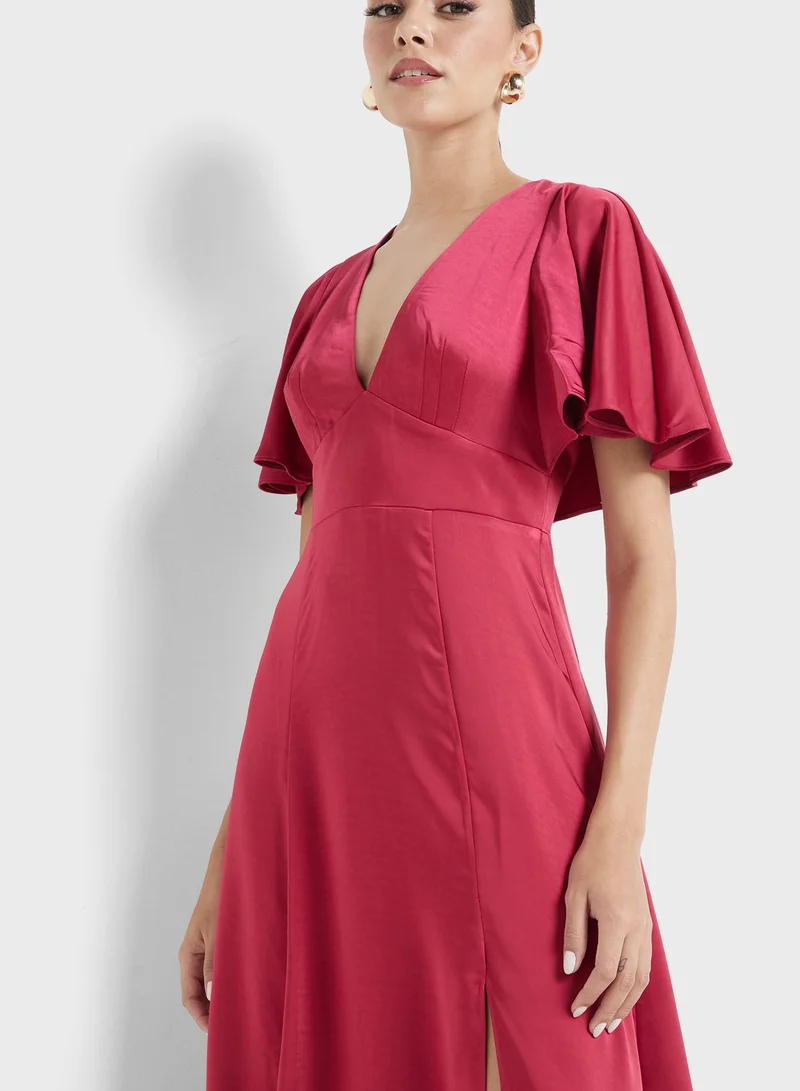 Ted Baker V-Neck Cape Sleeve Dress