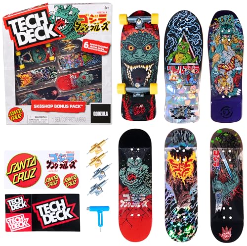 TECH DECK, Godzilla Sk8shop Fingerboard Bonus Pack, Collectible and Customizable Mini Skateboards, Kids Toys for Ages 6 and up - Image 1