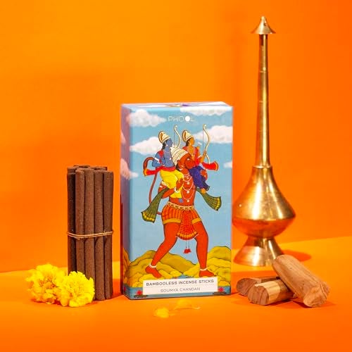 PHOOL Luxury Incense Ayodhya Bambooless Incense Sticks | Soumya Chandan Dhoop for Pooja & Meditation | Natural Chemical-Free Smokeless Agarbatti | Free Dhoop Holder | Eco-Friendly | Pack of 27 - Image 1