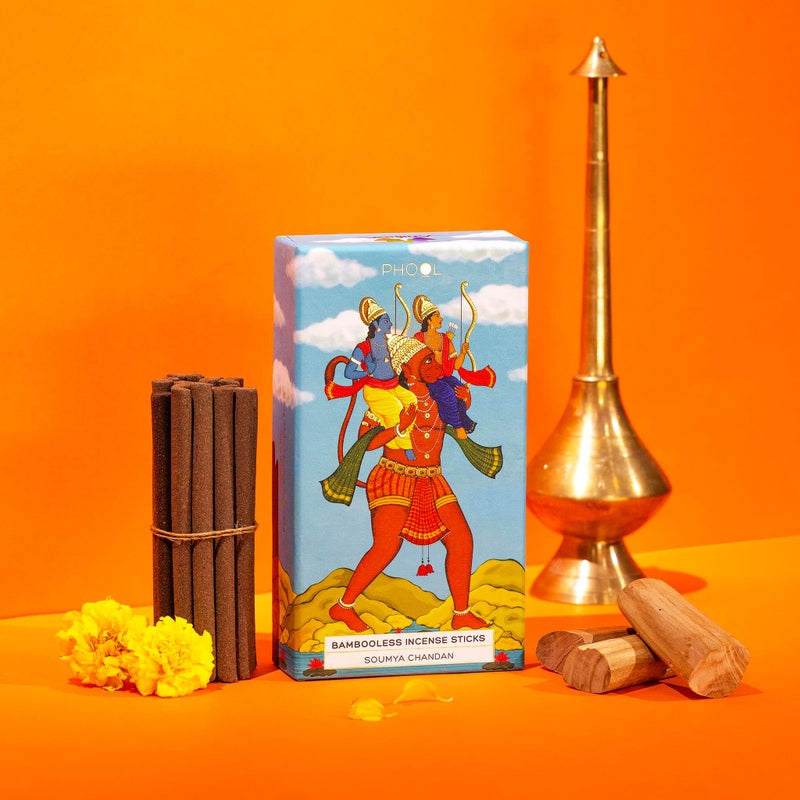 PHOOL Luxury Incense Ayodhya Bambooless Incense Sticks | Soumya Chandan Dhoop for Pooja & Meditation | Natural Chemical-Free Smokeless Agarbatti | Free Dhoop Holder | Eco-Friendly | Pack of 27 - Image 5