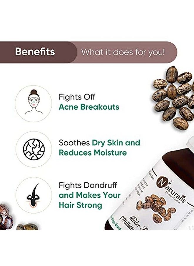 Naturalis - Essence Of Nature Extra Virgin Cold Pressed Unrefined Castor Oil For Hair Growth Skin Care Moisturizing Dry Skin Nails 100Ml - Image 1
