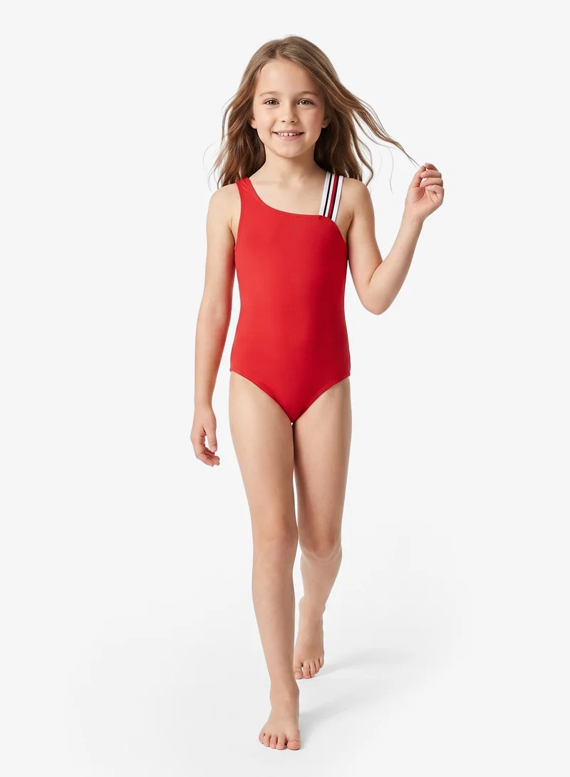 Tommy Hilfiger Kids Asymmetrical Neck Swimsuit