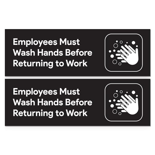 Sutter Signs 2pcs Employees Must Wash Hands Sign Stickers | Employee Handwashing Signs for Restaurant Commercial Bathroom | Water Resistant Vinyl Self Adhesive Decals, 8.5" x 2.75" - Image 1