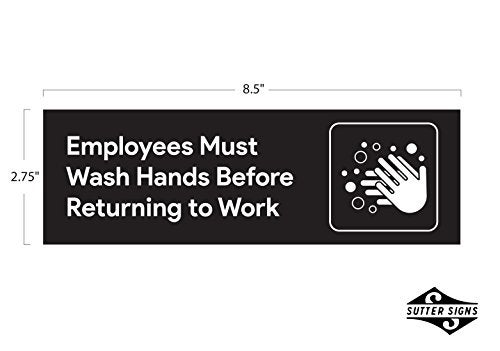 Sutter Signs 2pcs Employees Must Wash Hands Sign Stickers | Employee Handwashing Signs for Restaurant Commercial Bathroom | Water Resistant Vinyl Self Adhesive Decals, 8.5" x 2.75" - Image 2