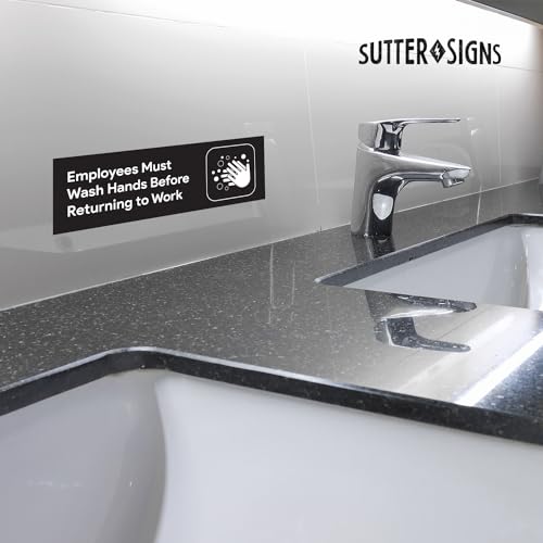 Sutter Signs 2pcs Employees Must Wash Hands Sign Stickers | Employee Handwashing Signs for Restaurant Commercial Bathroom | Water Resistant Vinyl Self Adhesive Decals, 8.5" x 2.75" - Image 5