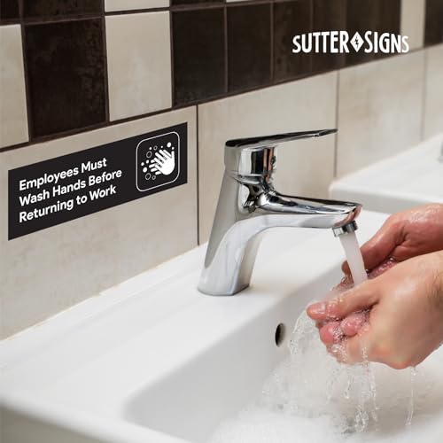 Sutter Signs 2pcs Employees Must Wash Hands Sign Stickers | Employee Handwashing Signs for Restaurant Commercial Bathroom | Water Resistant Vinyl Self Adhesive Decals, 8.5" x 2.75" - Image 4