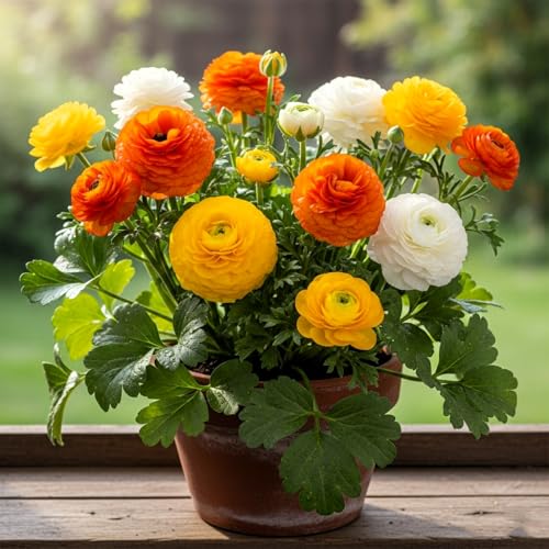 Earth Hopper 50 Seeds Ranunculus Flower Mix Colors Pack for Gardening, Low Maintenance, Air Purifying, Grow All Seasons. - Image 1