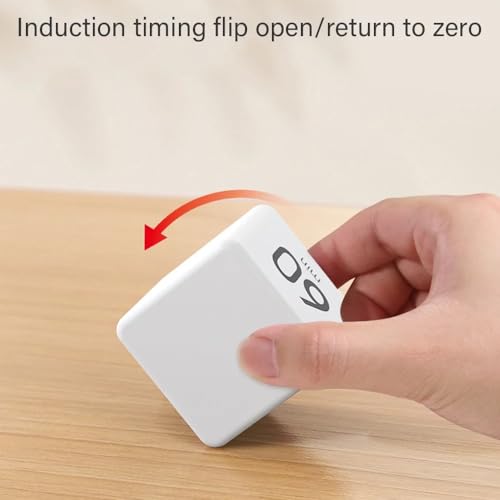 Mockery Cube Kitchen Timer Gravity Sensor Flip Cube Countdown Timer 2.6 Inch Kids Square Workout Exercise Timer15-20-30-60 Minutes for Time Management (White) - Image 5