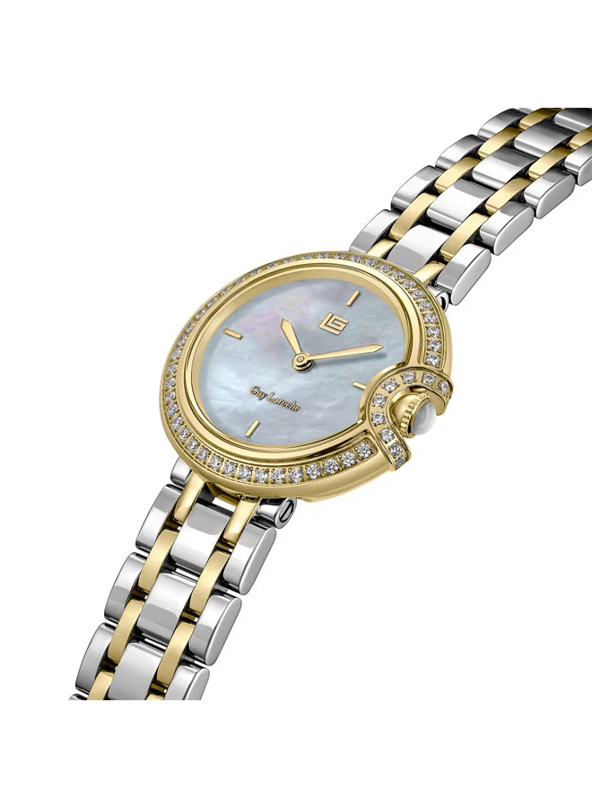 Guy Laroche Silver/Yellow Gold Morgan White Dial Stainless Steel Bracelet Analog Watch for Women, 28mm for Women | Best Price UAE