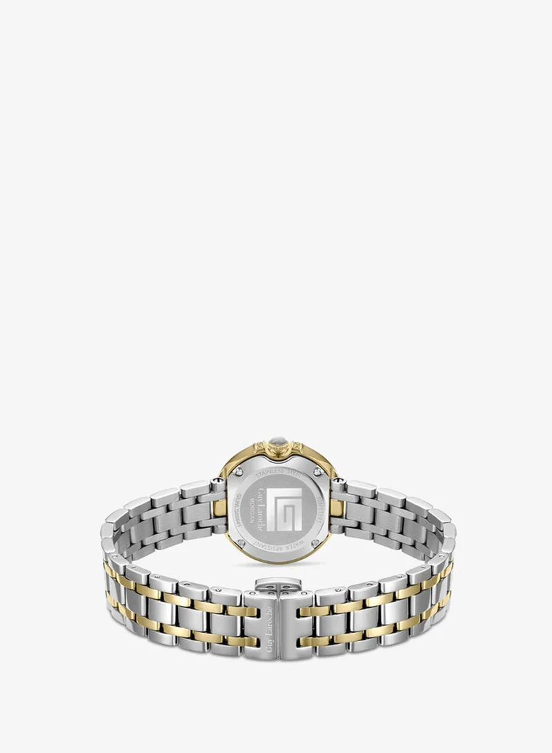 Guy Laroche Silver/Yellow Gold Morgan White Dial Stainless Steel Bracelet Analog Watch for Women, 28mm for Women | Best Price UAE