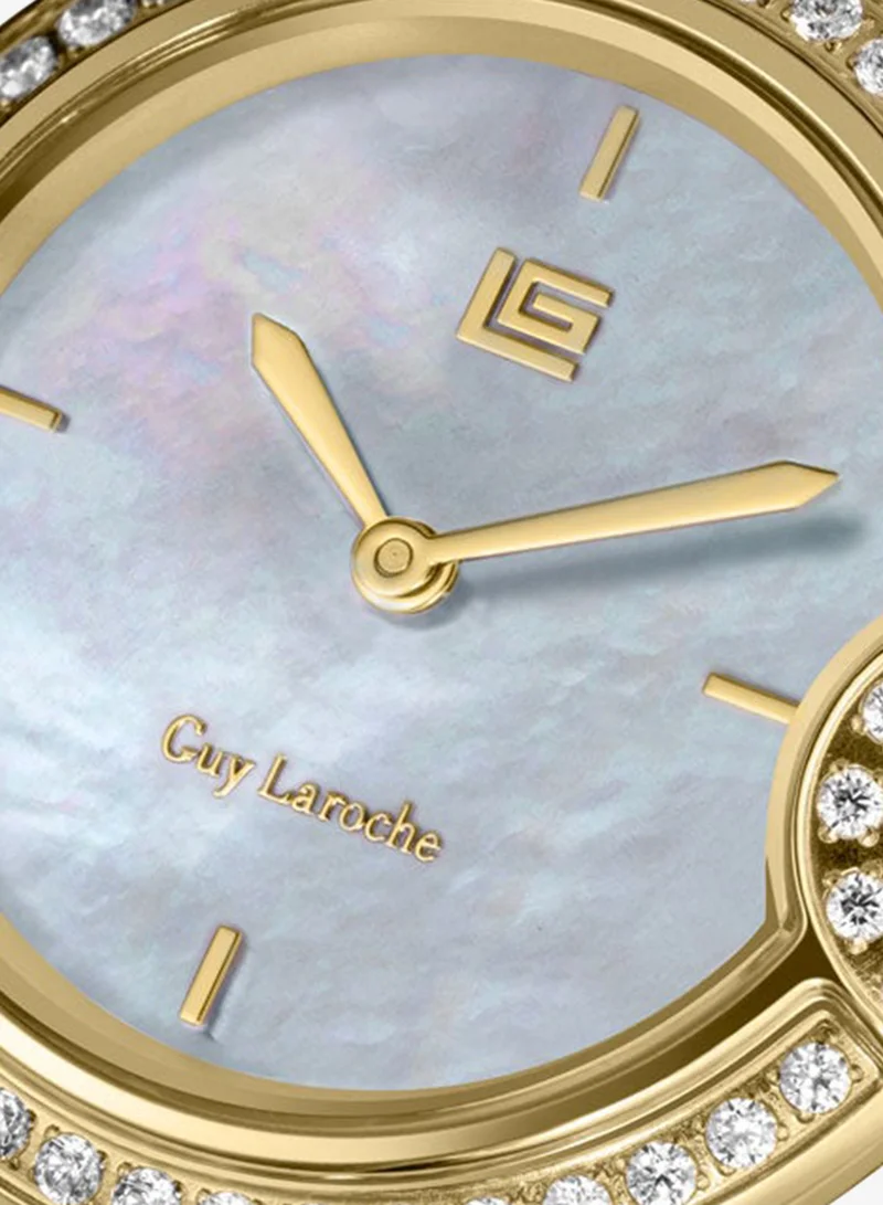 Guy Laroche Silver/Yellow Gold Morgan White Dial Stainless Steel Bracelet Analog Watch for Women, 28mm for Women | Best Price UAE