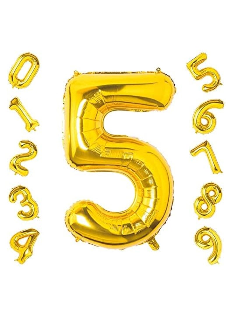 Goldedge Goldedge Number 5, 32 Inch Number Balloons Foil Gold - Glamorous Party Decorations for Birthdays, Anniversaries, and Special Events  - Image 1