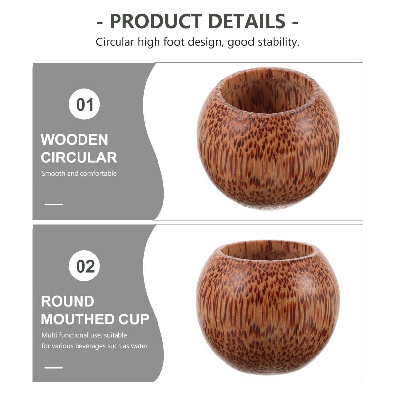 Coconut Wood Stemless Wine Glass Beer Mug Travel Camping Tea Drinking Cup - Image 4