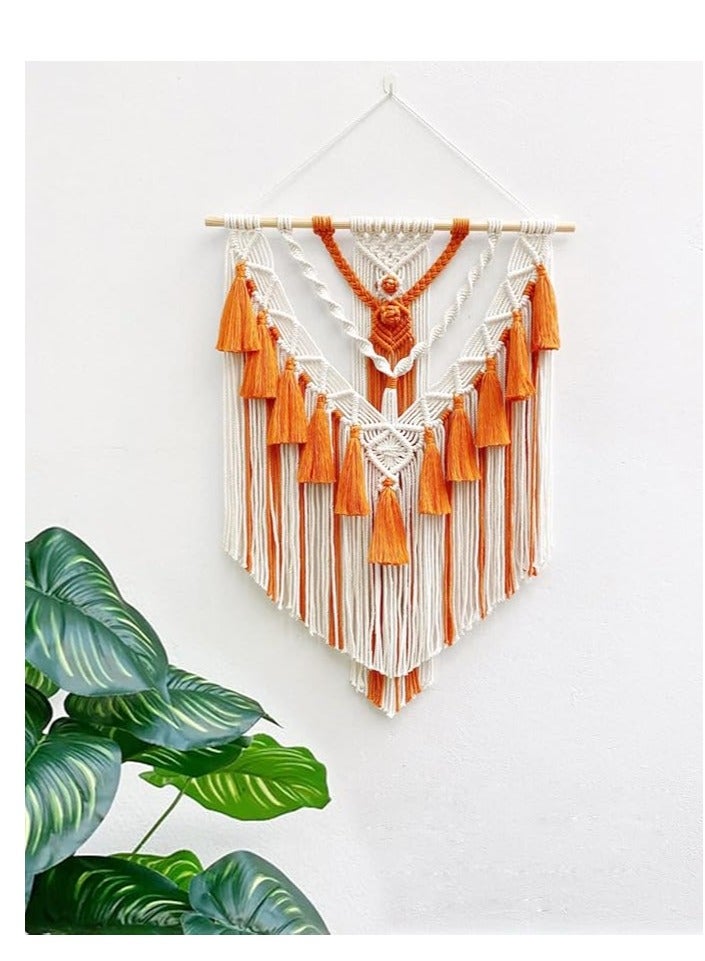 Antikiano Macrame Wall Hanging - Handmade Boho Woven Wall Hanging with Tassel -	27.5 x 16.5 x 0.2 inches - Image 2