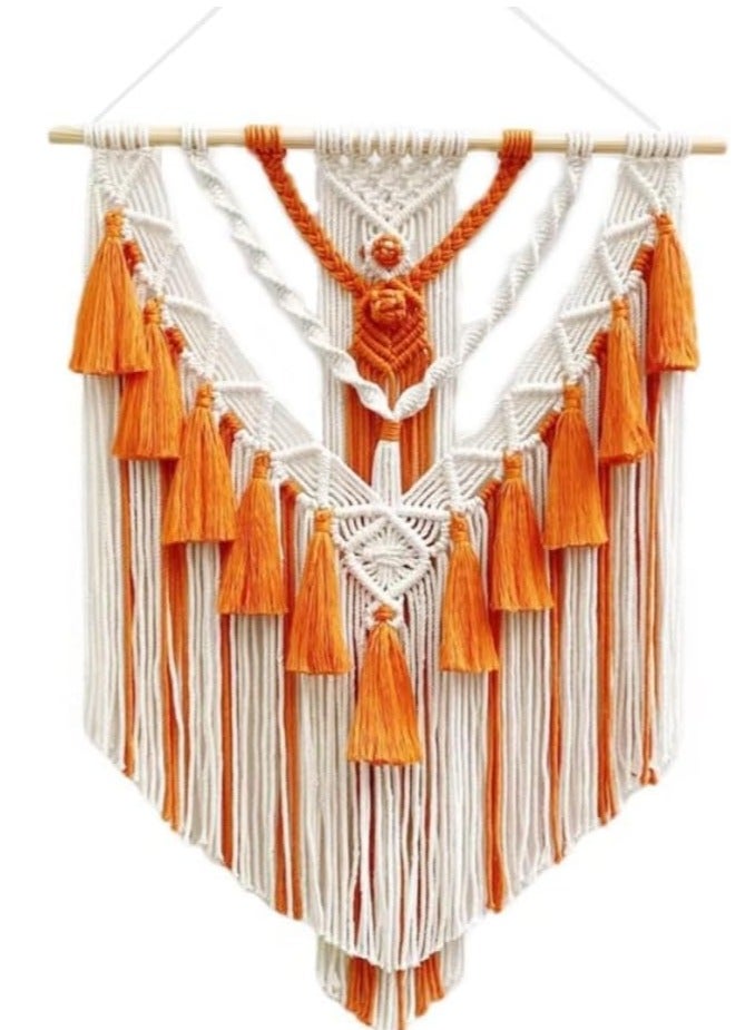 Antikiano Macrame Wall Hanging - Handmade Boho Woven Wall Hanging with Tassel -	27.5 x 16.5 x 0.2 inches - Image 1