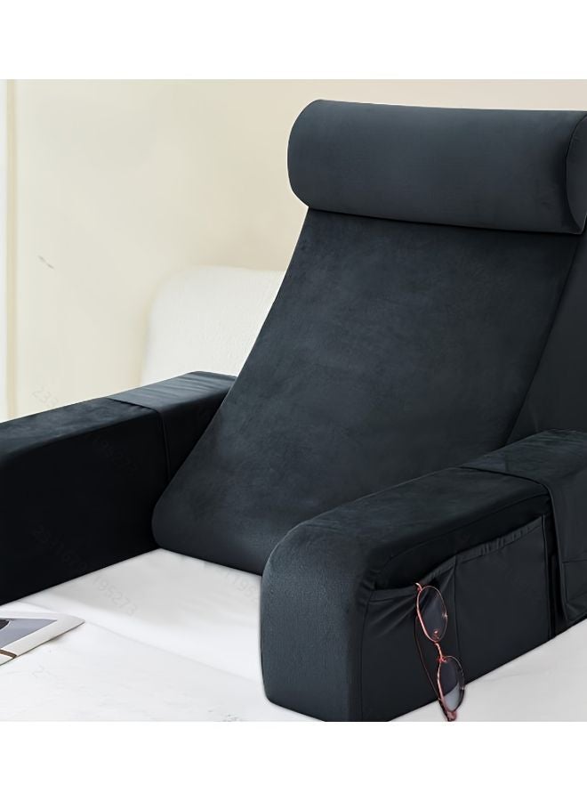 وسادة سرير كبيرة سوداء مع غطاء قابل للإزالة للأريكة والقراءة على الأرض والألعاب والقيلولة - Image 3