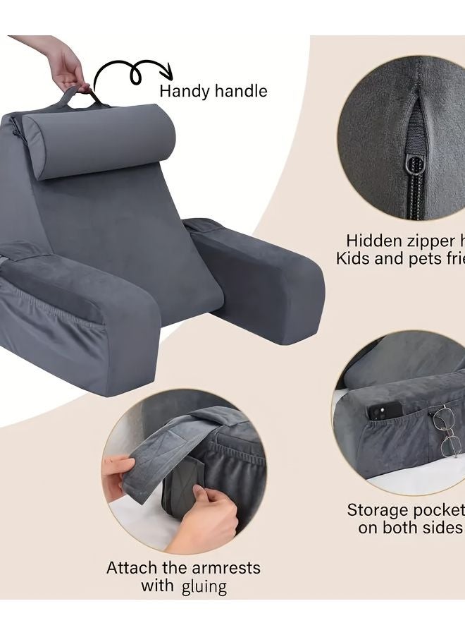 وسادة سرير كبيرة سوداء مع غطاء قابل للإزالة للأريكة والقراءة على الأرض والألعاب والقيلولة - Image 5