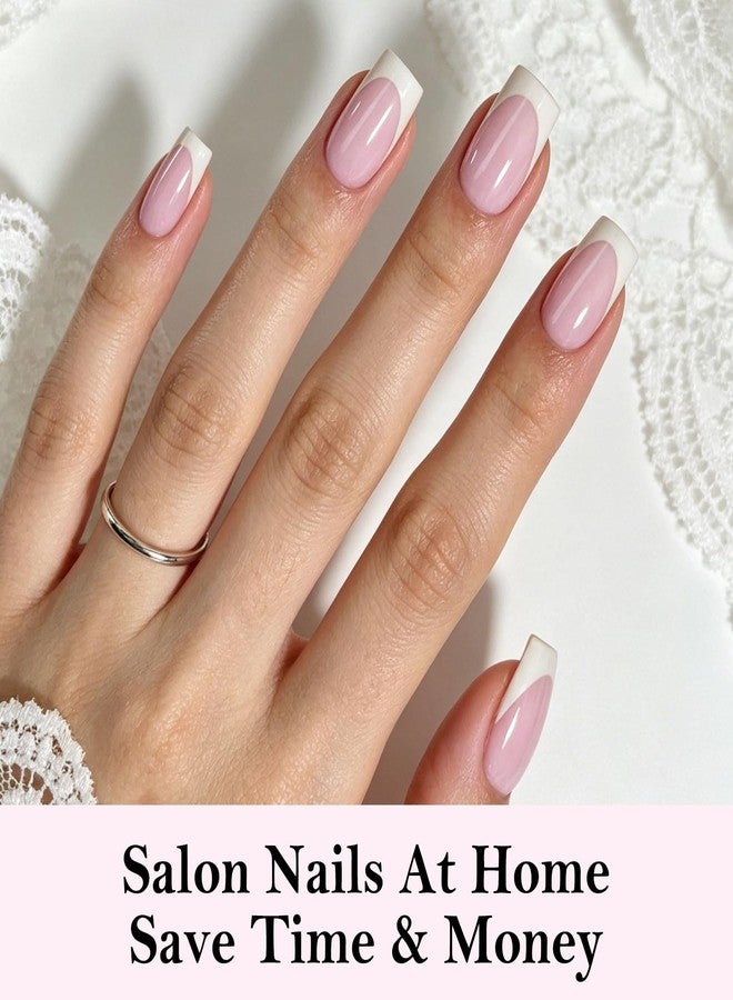 Cycullinyt French Tip Press On Nails: 160 PCS Pink Short Square Press On Nail Tips Full Cover Soft Gel Fake Nails, 16 Sizes Pre-Shaped French Nail Tips for Acrylic Nails DIY Nail Art Salon Home Use - Image 3