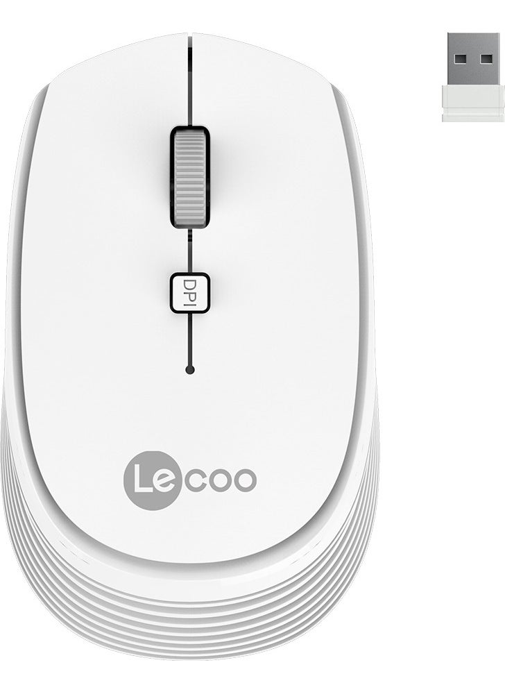 lecoo - WS202 Wireless 1200DPI 4-Button Optical Mouse White - Image 1
