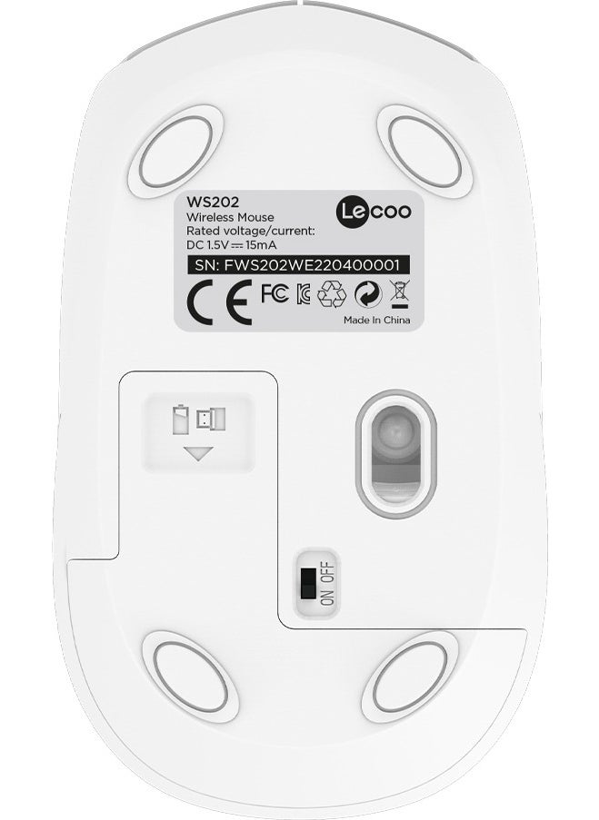 lecoo - WS202 Wireless 1200DPI 4-Button Optical Mouse White - Image 1