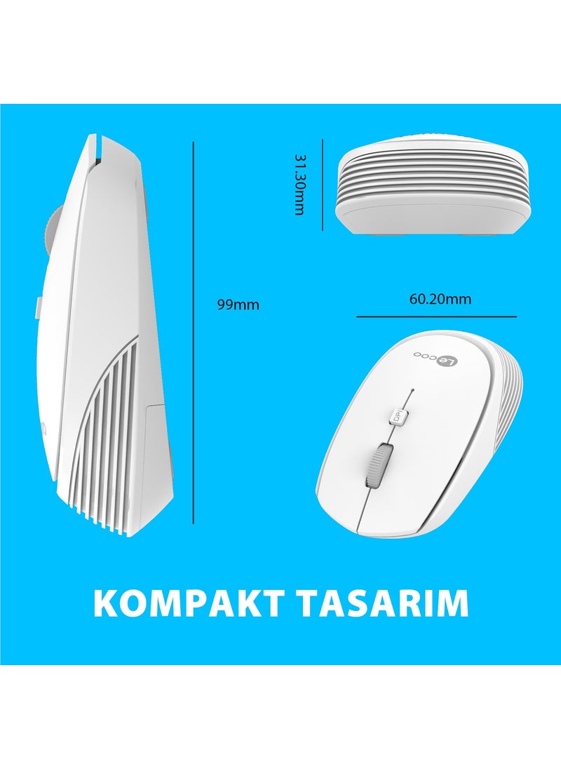 lecoo - WS202 Wireless 1200DPI 4-Button Optical Mouse White - Image 1