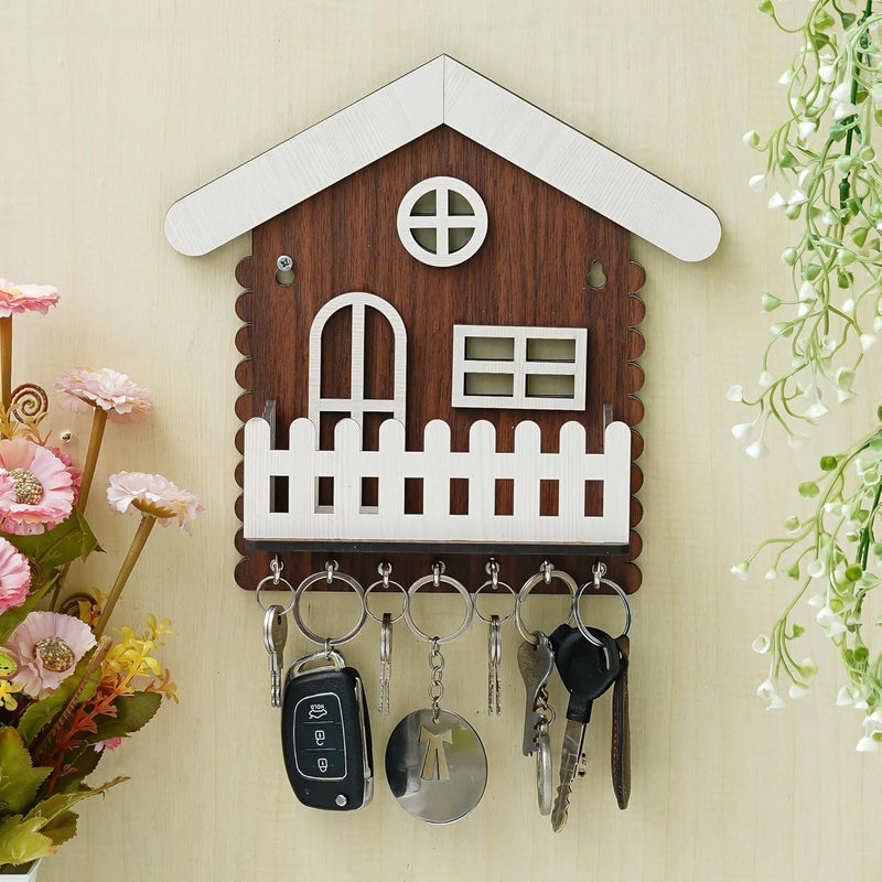 Webelkart Webelkart Antique Hut Shape Wooden House Keys Hanger with Mobile Stand Key Holder for HomeOffice Decor Key Holder for Wall DecorKey Chain for Home Decorative Item  - Image 1