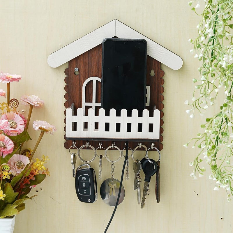 Webelkart Webelkart Antique Hut Shape Wooden House Keys Hanger with Mobile Stand Key Holder for HomeOffice Decor Key Holder for Wall DecorKey Chain for Home Decorative Item  - Image 3