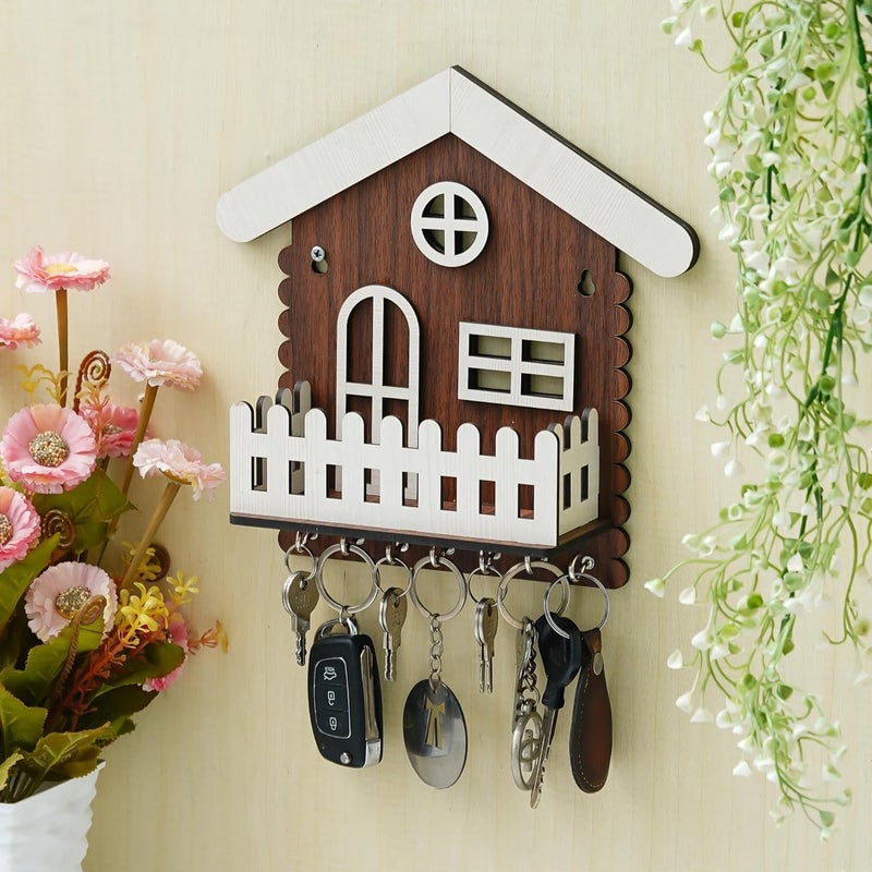 Webelkart Webelkart Antique Hut Shape Wooden House Keys Hanger with Mobile Stand Key Holder for HomeOffice Decor Key Holder for Wall DecorKey Chain for Home Decorative Item  - Image 2