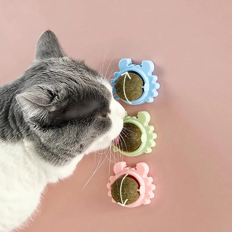 Sunkizzrs ® Catnip Toy (1 Pcs) Catnip Balls Catnip Wall Toys for Cats Rotatable Edible Mint Natural Healthy Teeth Cleaning Chew Claw Toy for Cat/Kitten (Green) - Image 1
