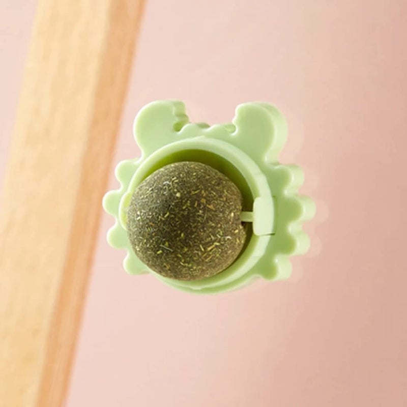 Sunkizzrs ® Catnip Toy (1 Pcs) Catnip Balls Catnip Wall Toys for Cats Rotatable Edible Mint Natural Healthy Teeth Cleaning Chew Claw Toy for Cat/Kitten (Green) - Image 3