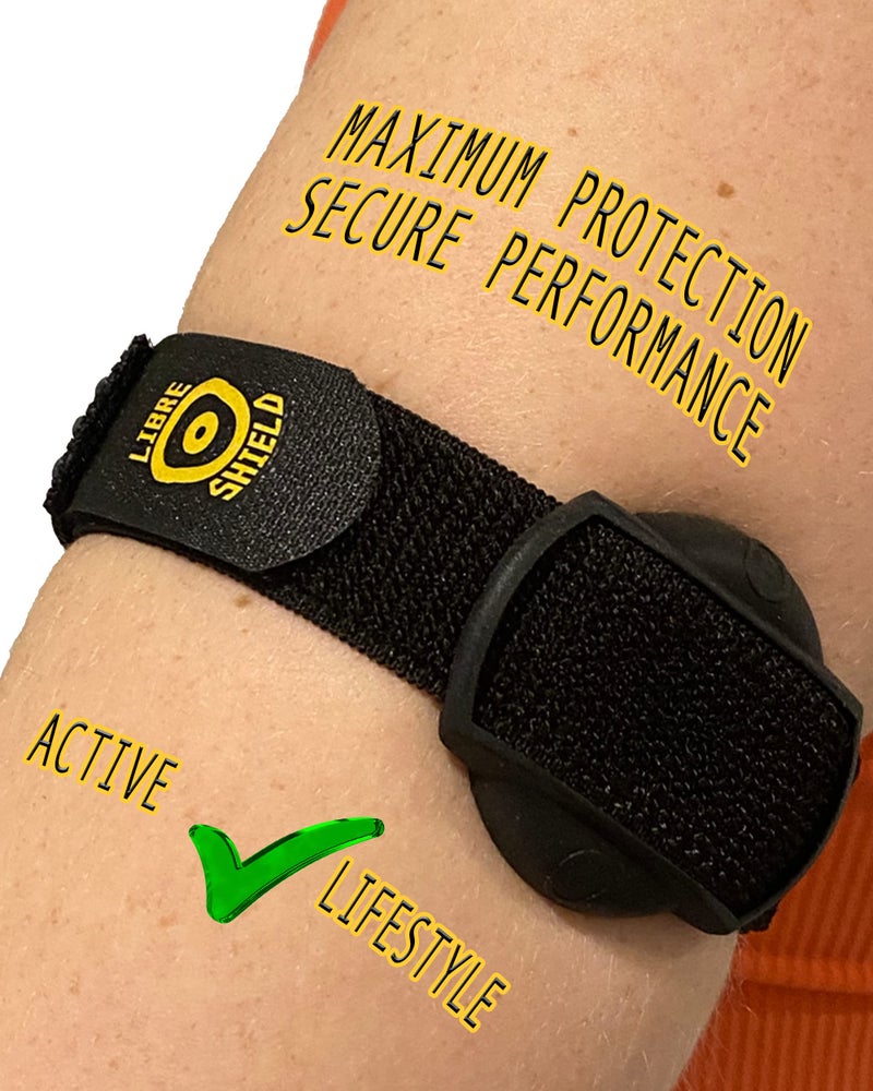 Libre Shield Armband 2 ~ Adjustable Flexible CGM Sensor Cover - Sensor Saver - No More Adhesive Patches (Black Matte) - Image 1