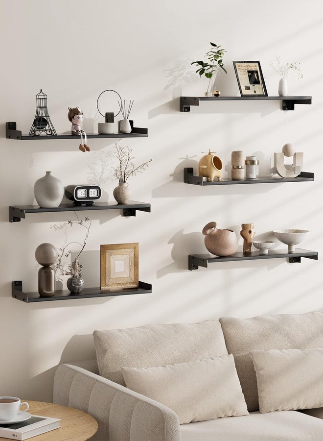 FNBAR Floating Shelves for Wall, Shelves for Decor Storage Set of 6, Wall Mounted Wood Shelf for Bedroom, Living Room, Bathroom, Kitchen,Long Picture Ledge Shelves.(Black) - Image 3