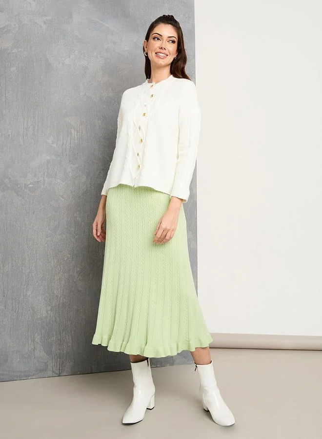 Take Two Regular Fit Textured Knit Button Up Cardigan