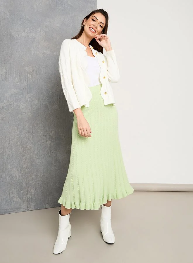 Take Two Regular Fit Textured Knit Button Up Cardigan