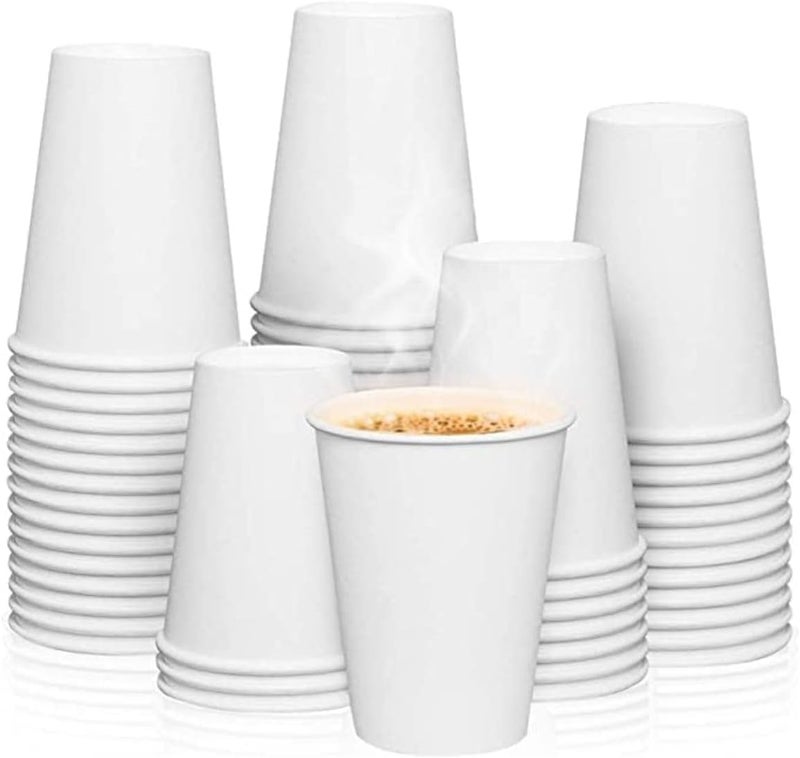 12oz White Premium Paper Cups – Disposable Coffee Cups for Hot & Cold Drinks – Leak-Resistant, Eco-Friendly – 50 Pcs