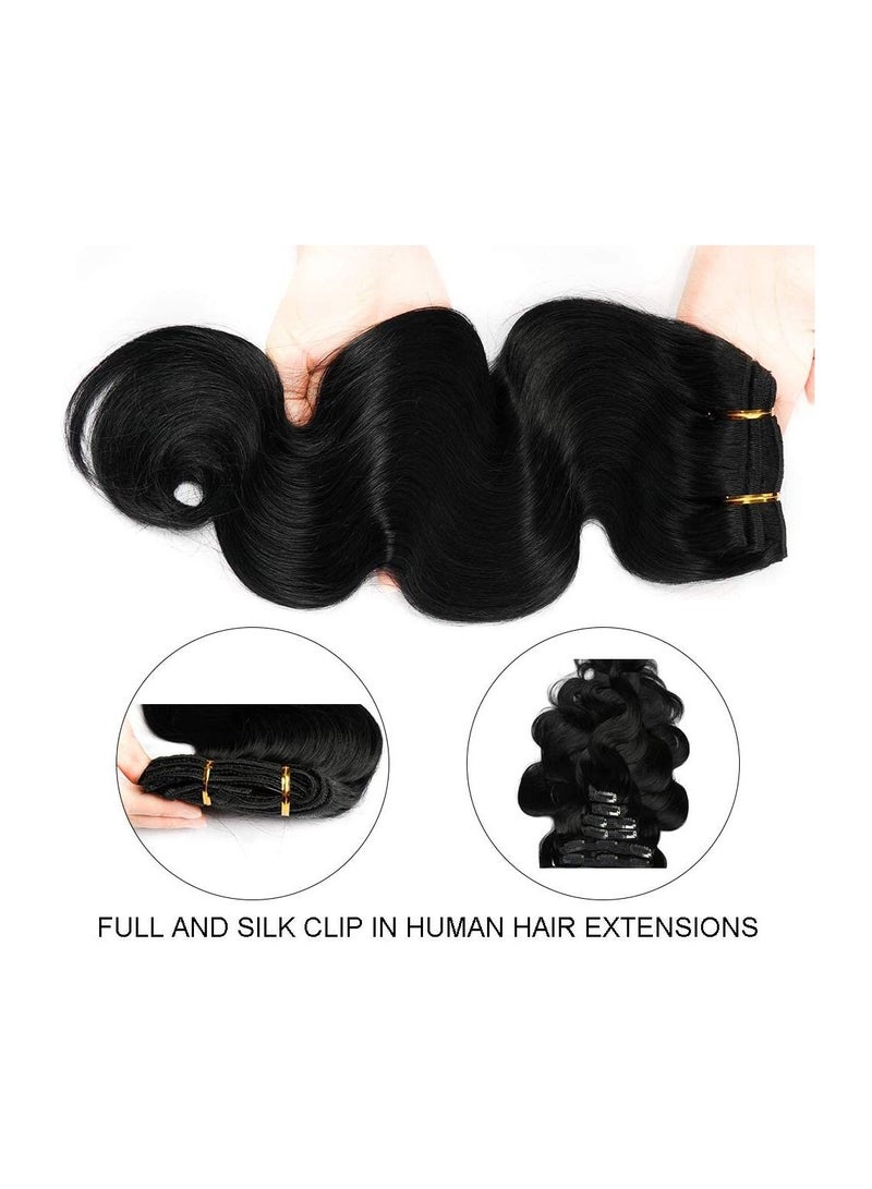 Estelle Clip in Remy Human Hair Extensions for Woman, Body Wave 100g ,7 Pieces ,16 Clips (Middle Brown) - Image 2